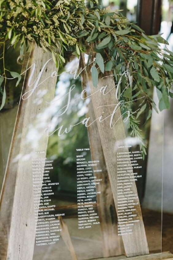 Seating chart for Silver grey and white June Wedding